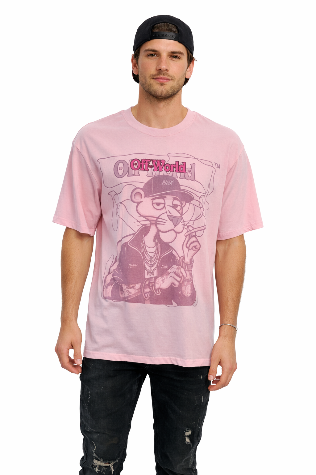 Off-World™ Pink Panther Graphic T-Shirt – Black Edition FX-305