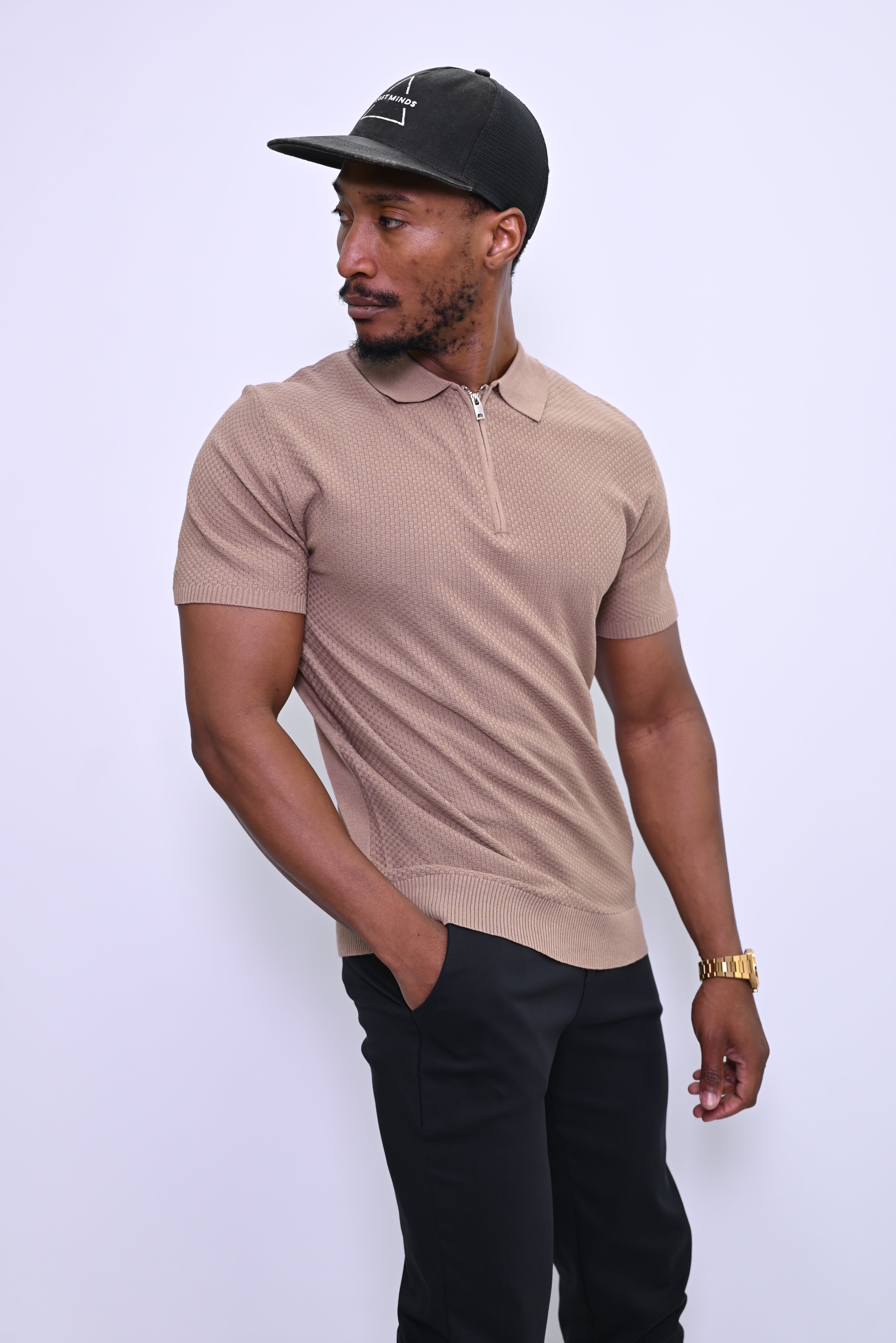 Essential Textured Zip Polo