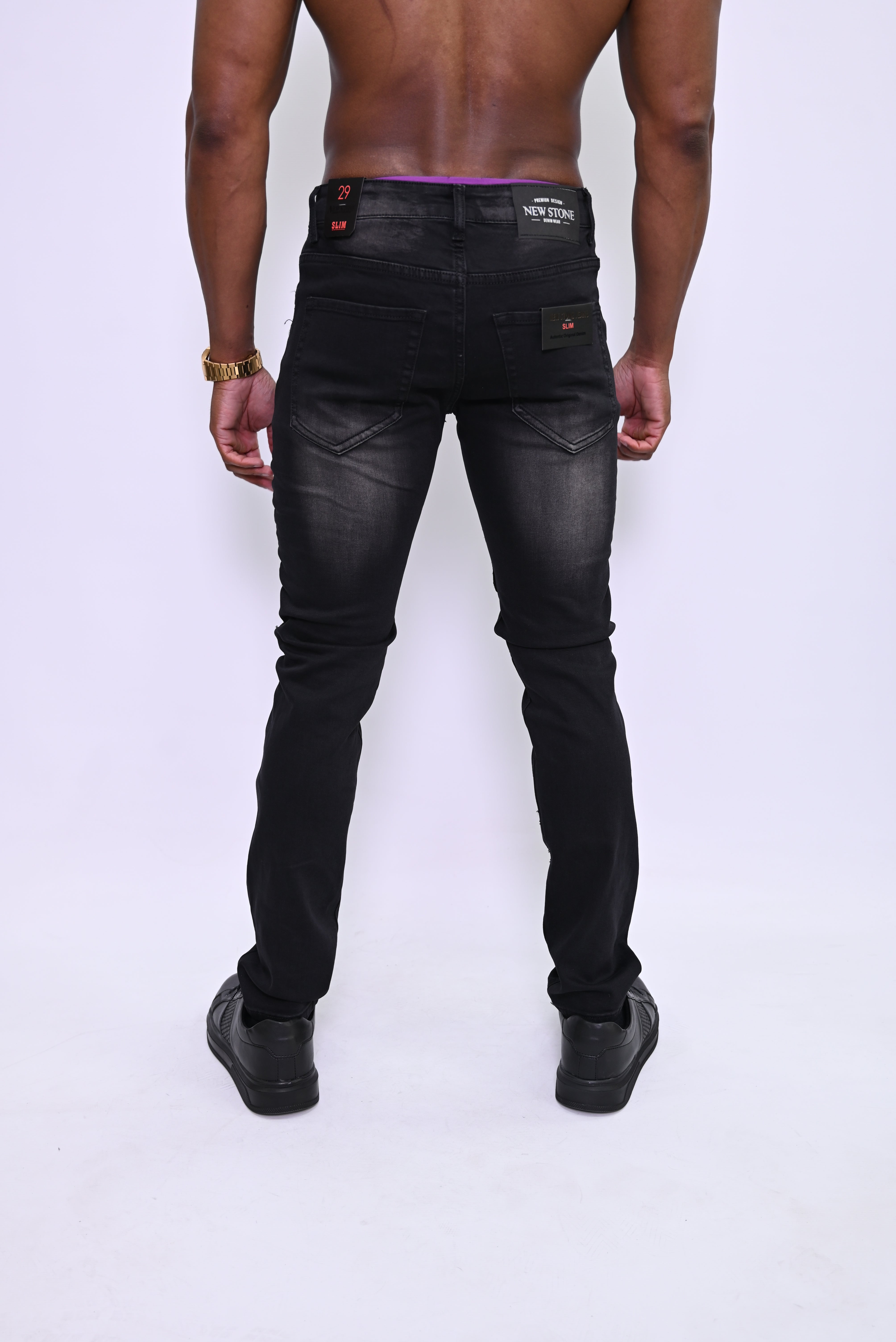 Biker Edge Ribbed Skinny Jeans - Washed Black 3025-2