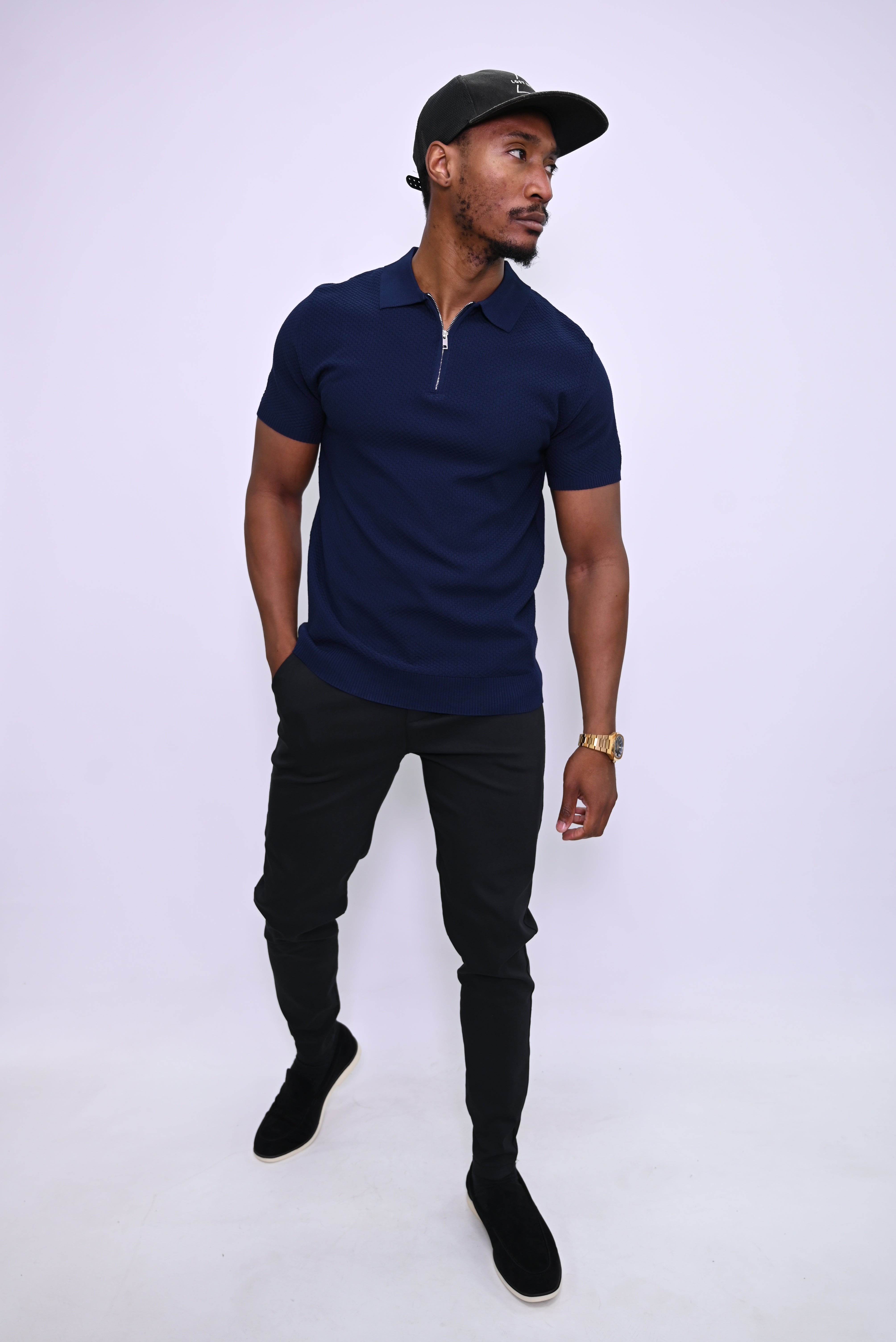 Essential Textured Zip Polo