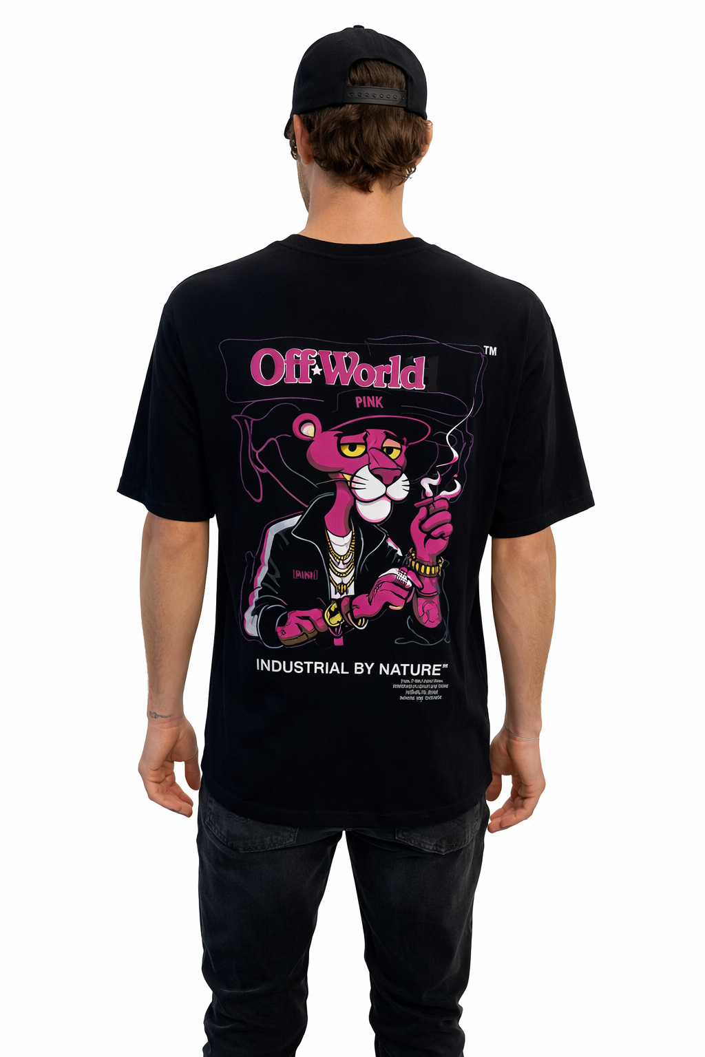Off-World™ Pink Panther Graphic T-Shirt – Black Edition FX-305