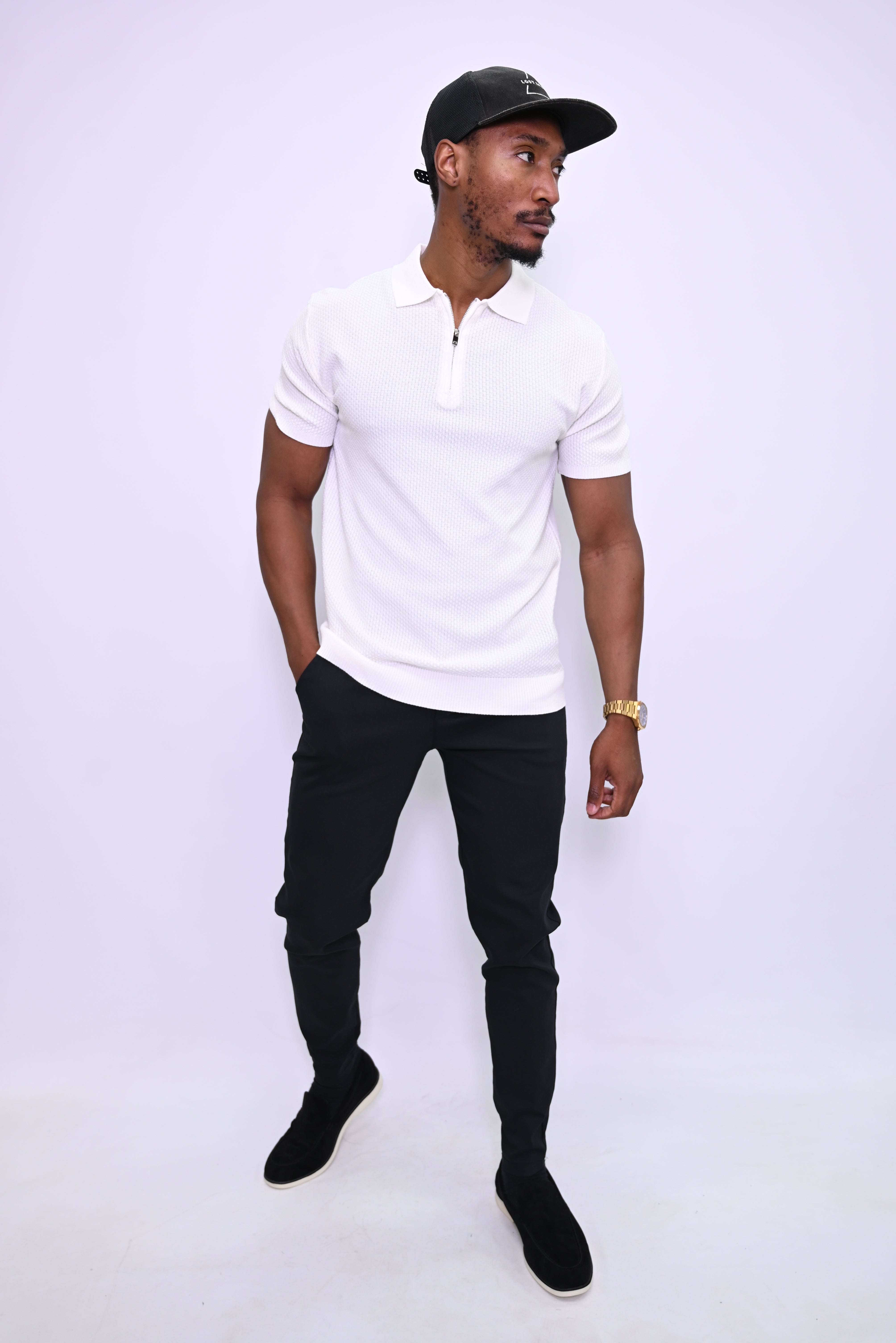 Essential Textured Zip Polo