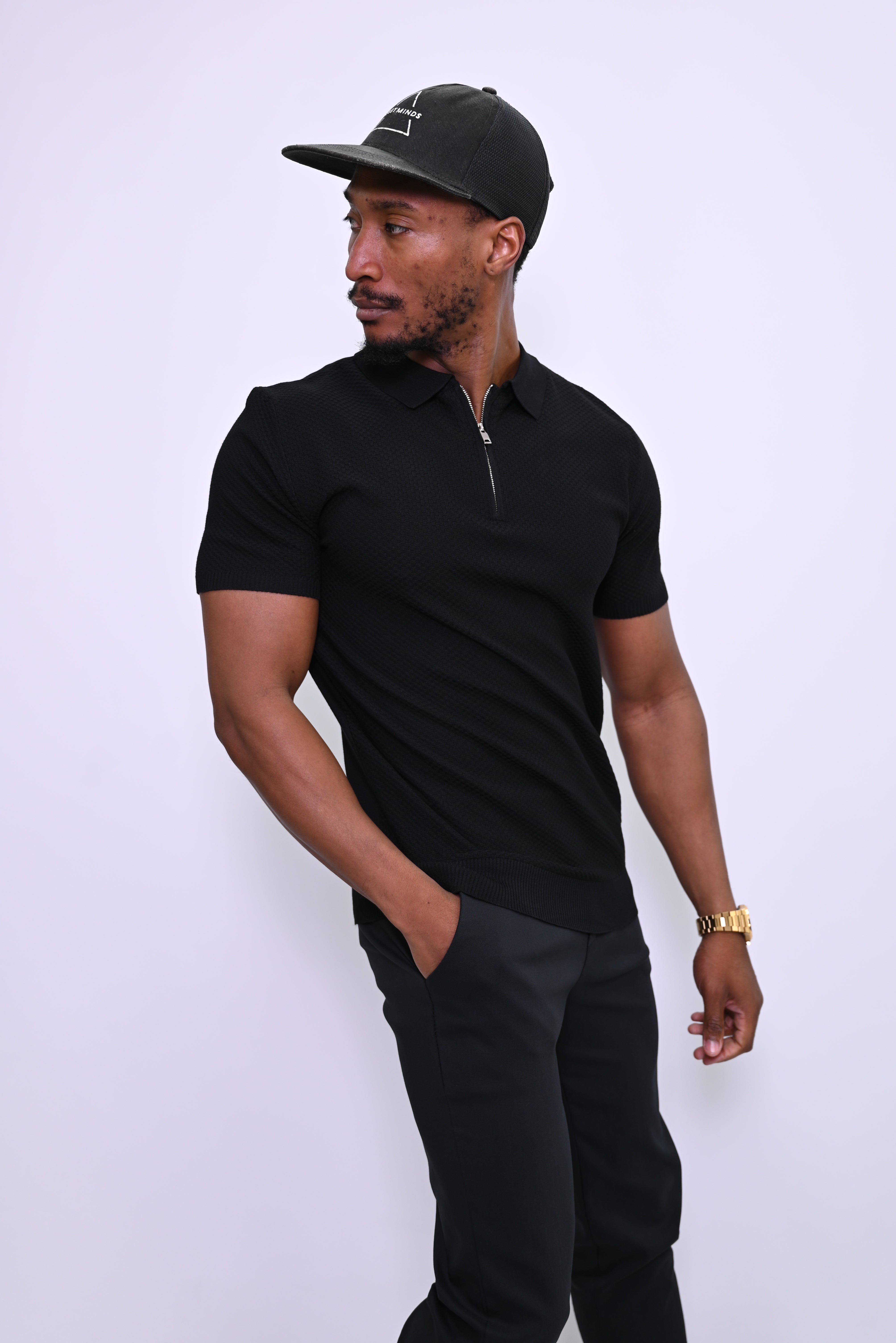 Essential Textured Zip Polo