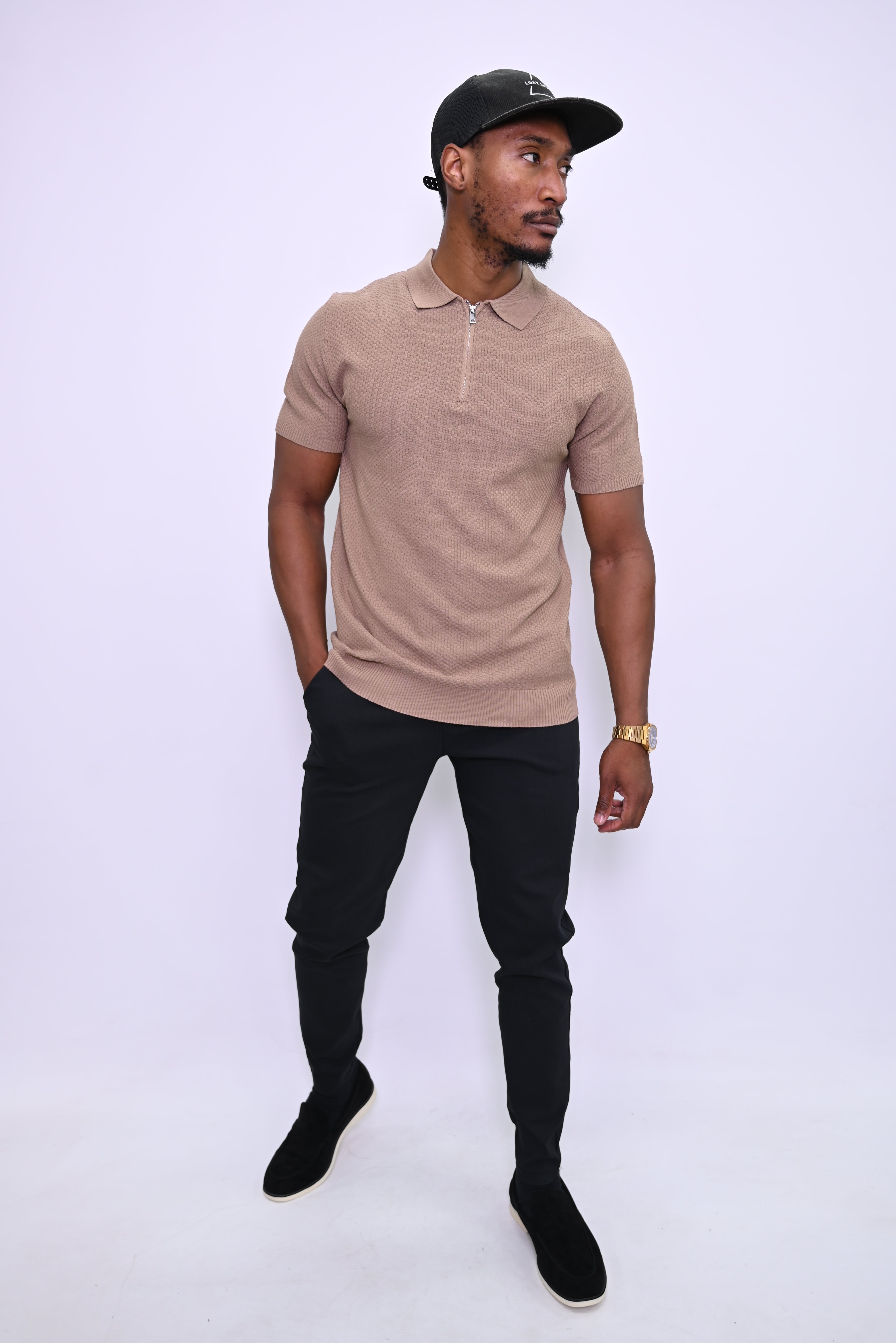 Essential Textured Zip Polo