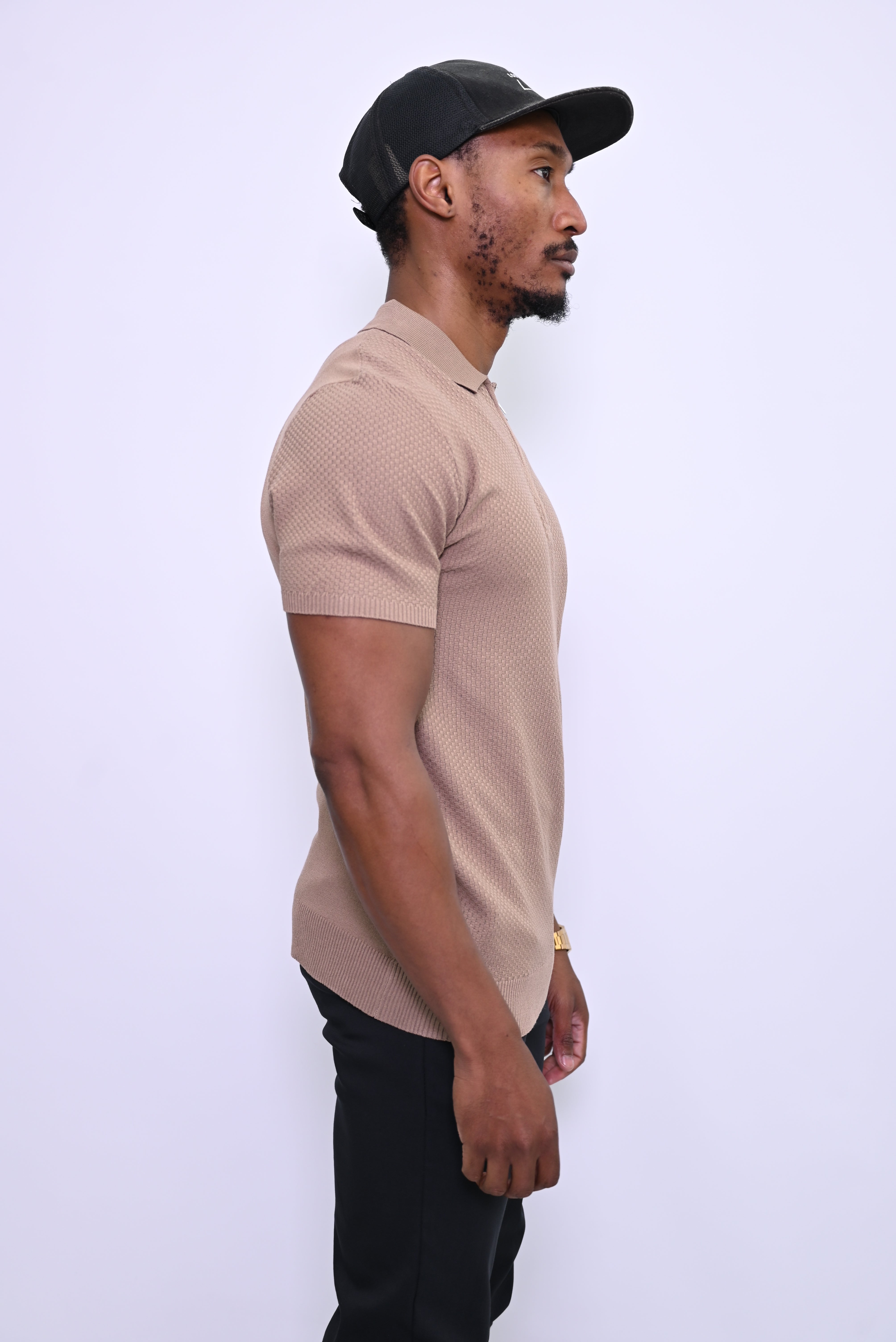 Essential Textured Zip Polo