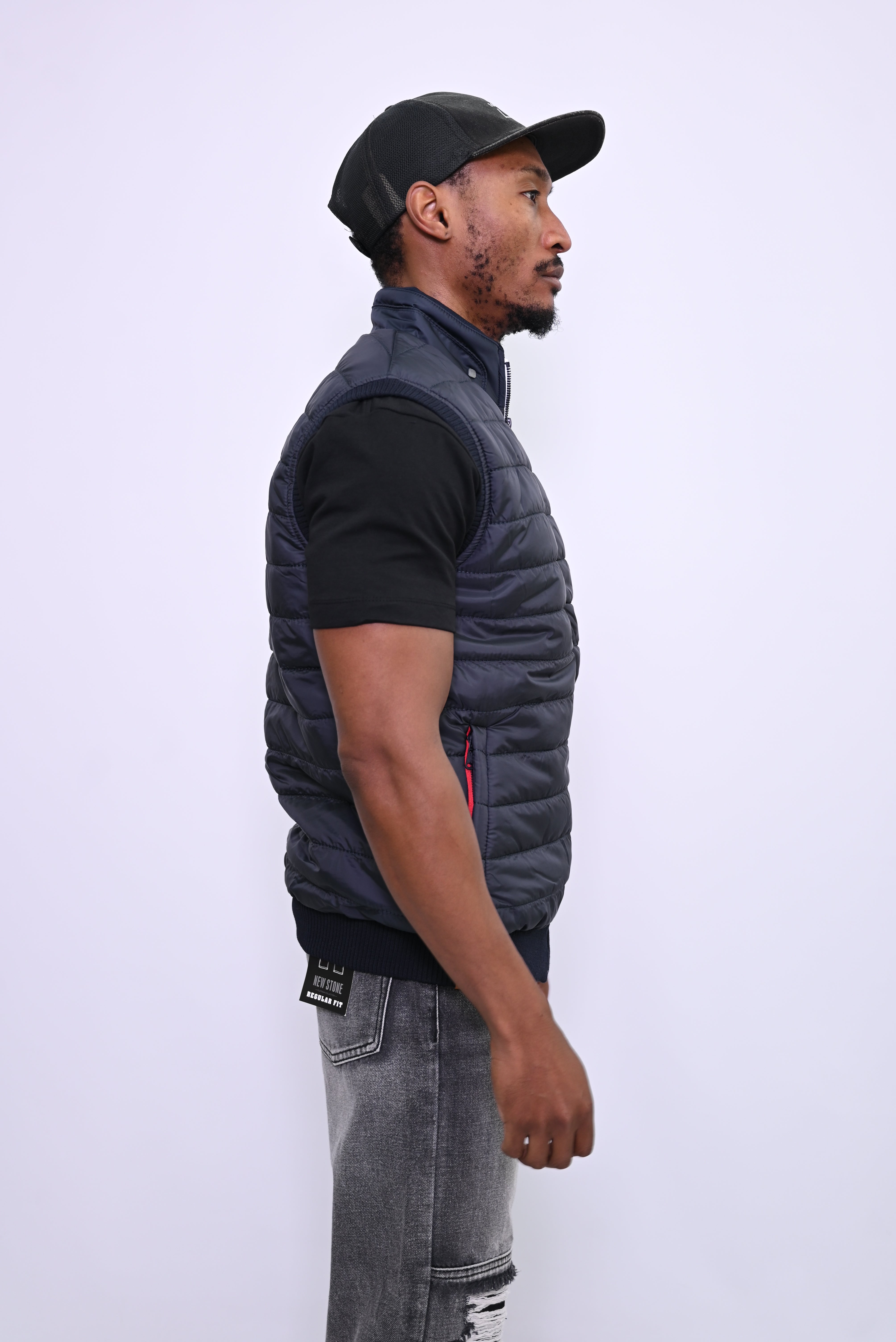Lichtgewicht Gewatteerd Bodywarmer met Rode Rits Accent 17-8856