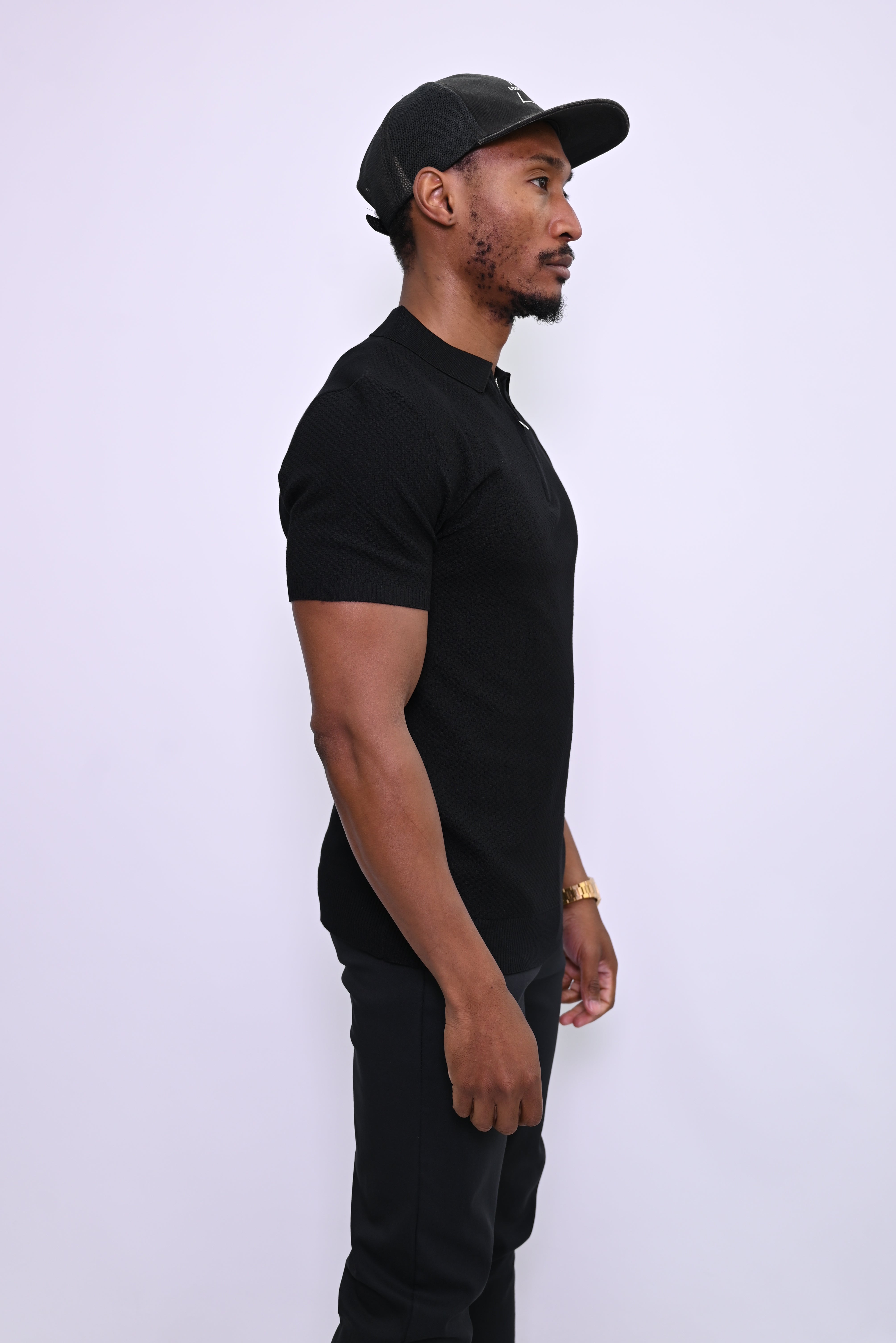 Essential Textured Zip Polo