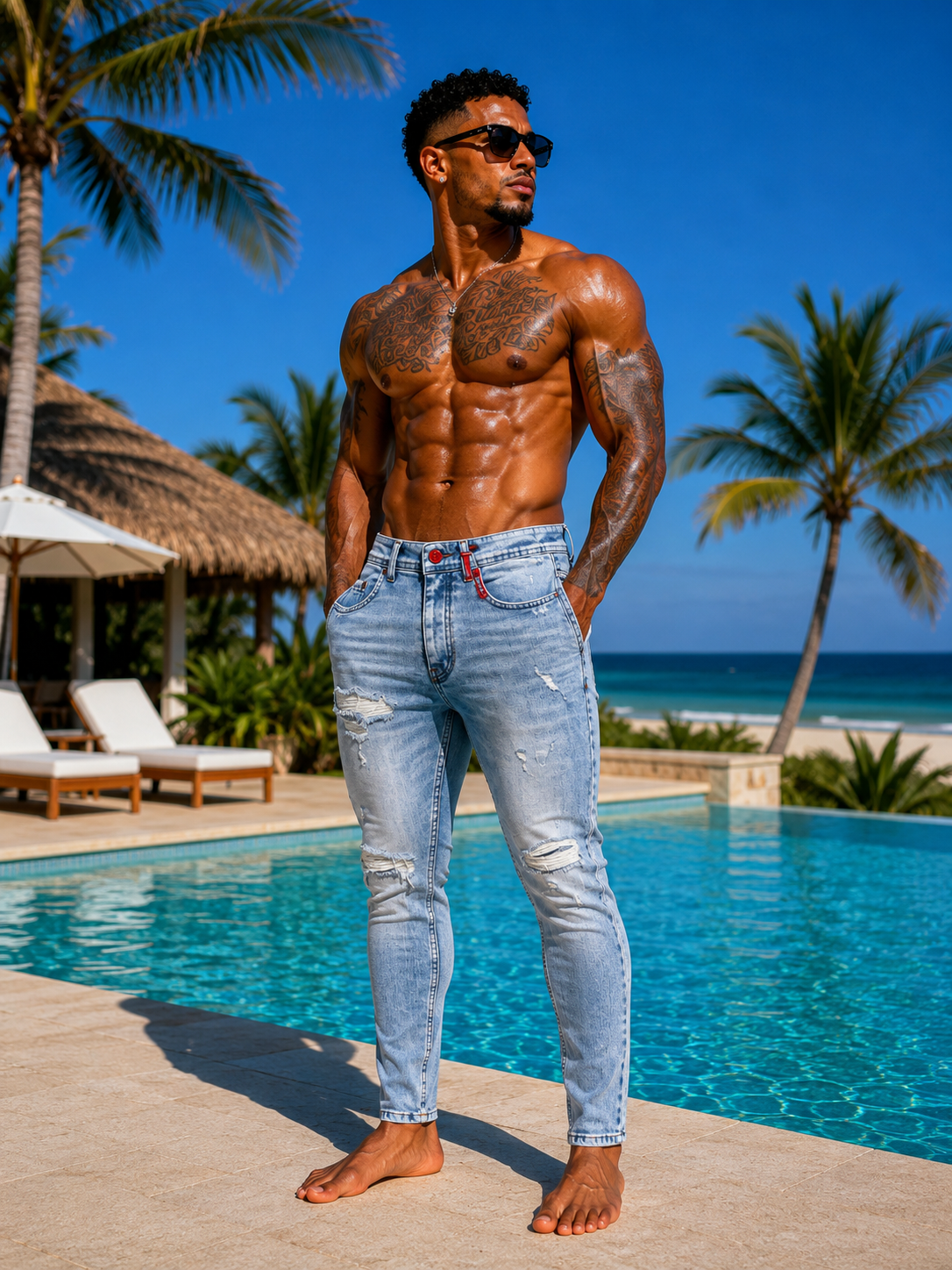 Monaco Destroyed Skinny Jeans – Light Blue 81055
