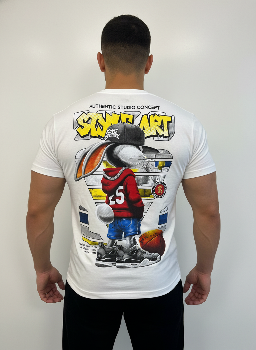 Urban Bunny Street Art T-Shirt – Premium Graphic Edition 5111