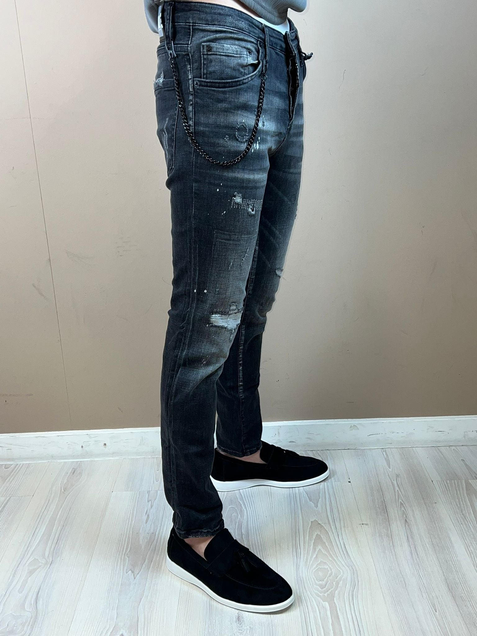 Heren jeans ICON grijs/zwart 686