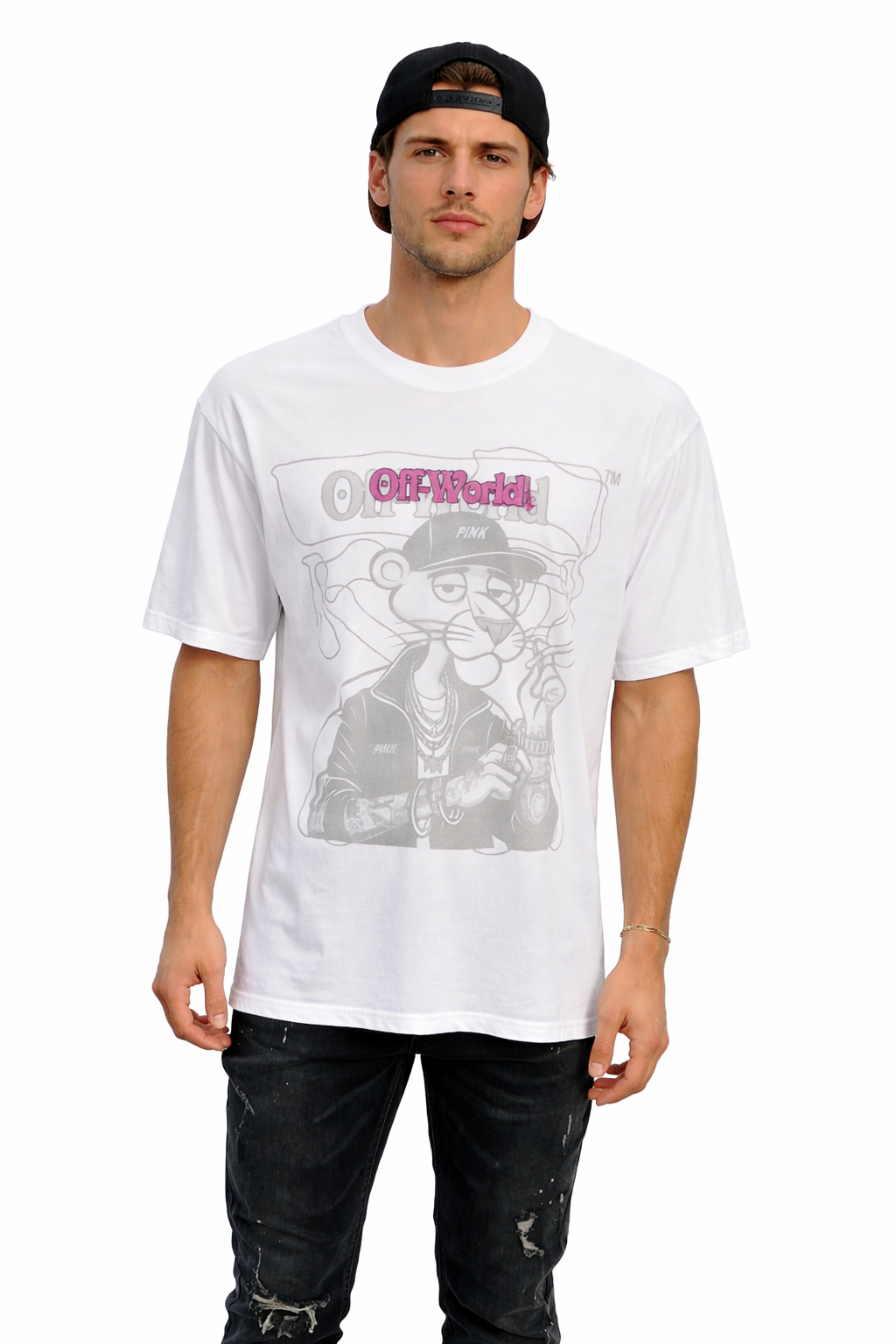 Off-World™ Pink Panther Graphic T-Shirt – Black Edition FX-305