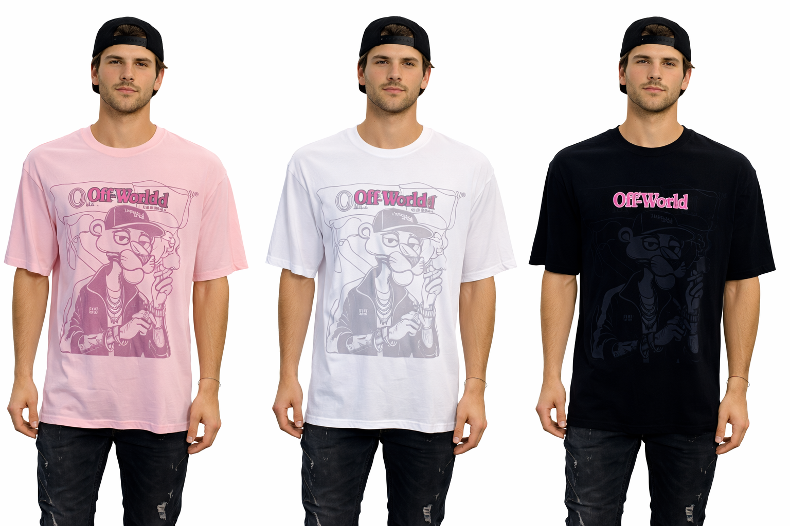 Off-World™ Pink Panther Graphic T-Shirt – Black Edition FX-305