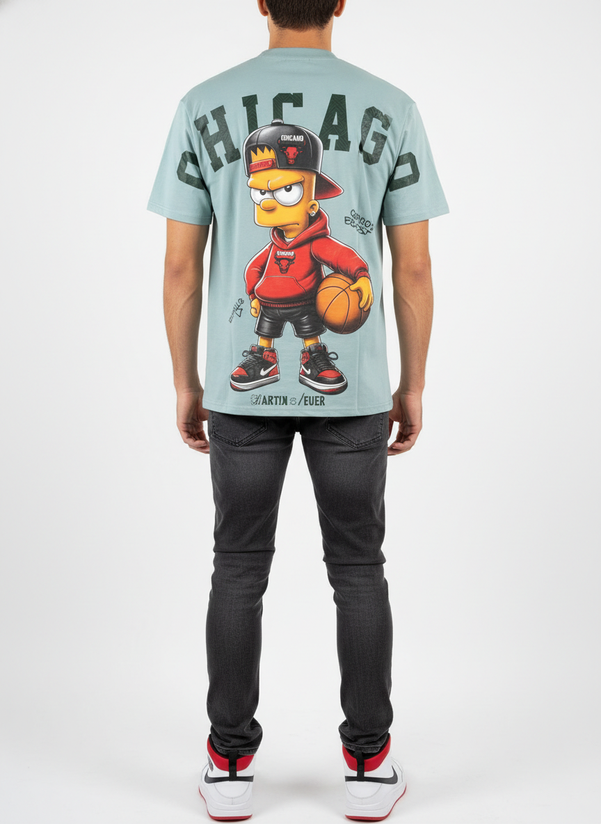 Chicago Street Ball Graphic Tee – Sage Green QQ-1785