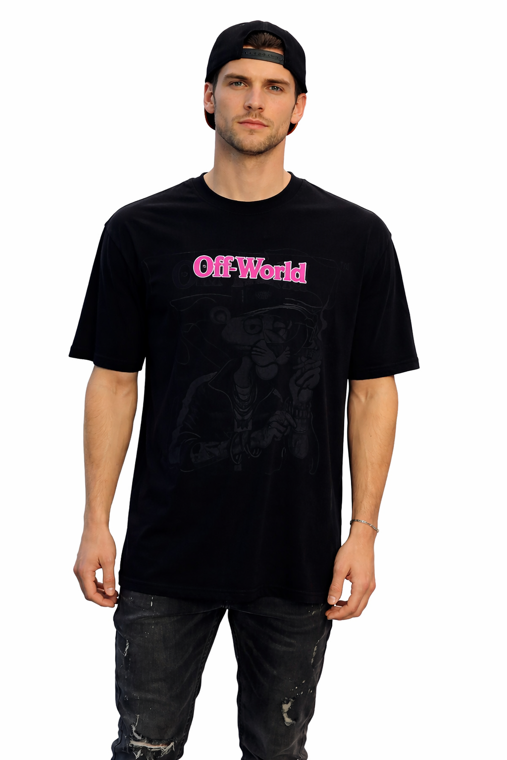 Off-World™ Pink Panther Graphic T-Shirt – Black Edition FX-305