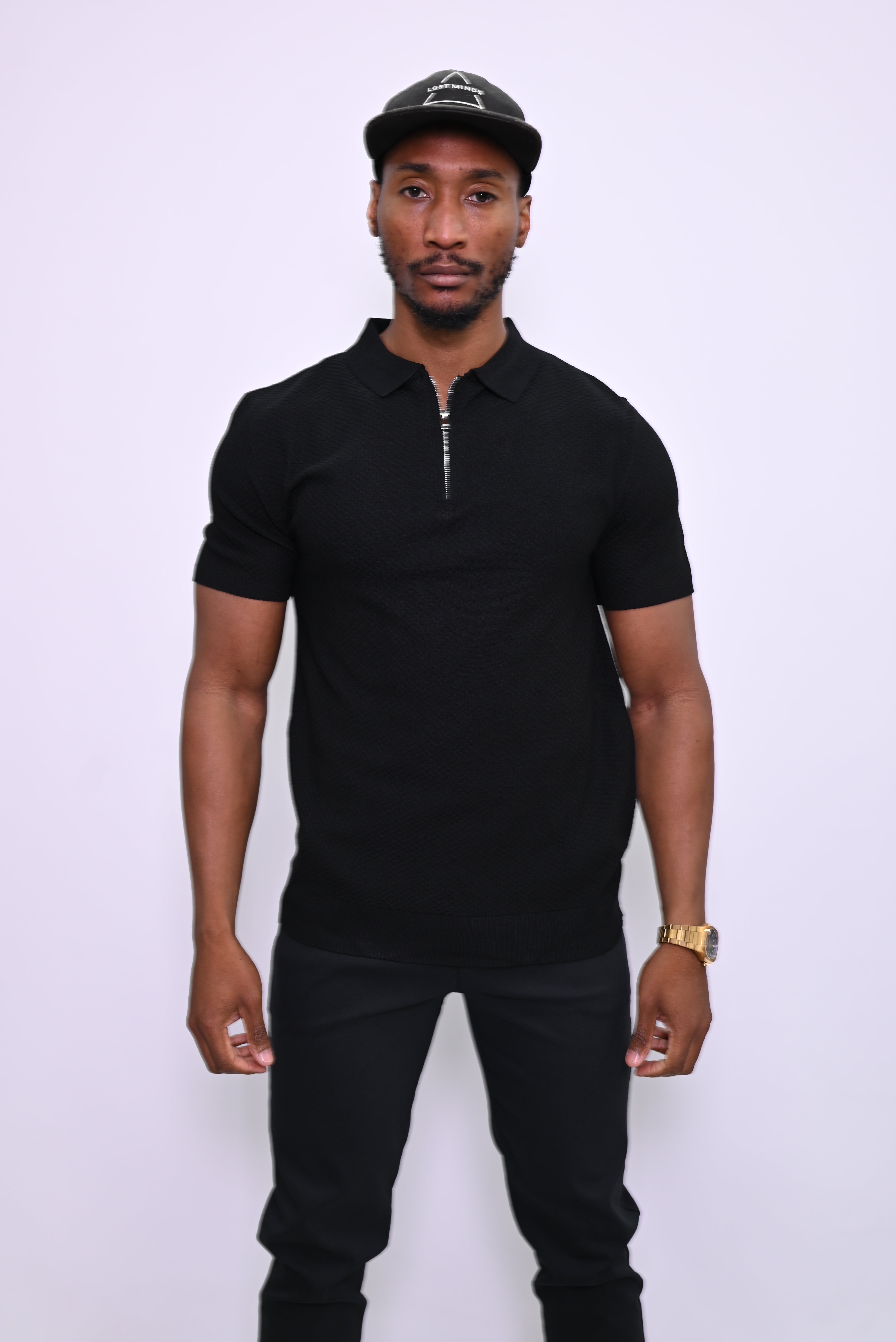 Essential Textured Zip Polo