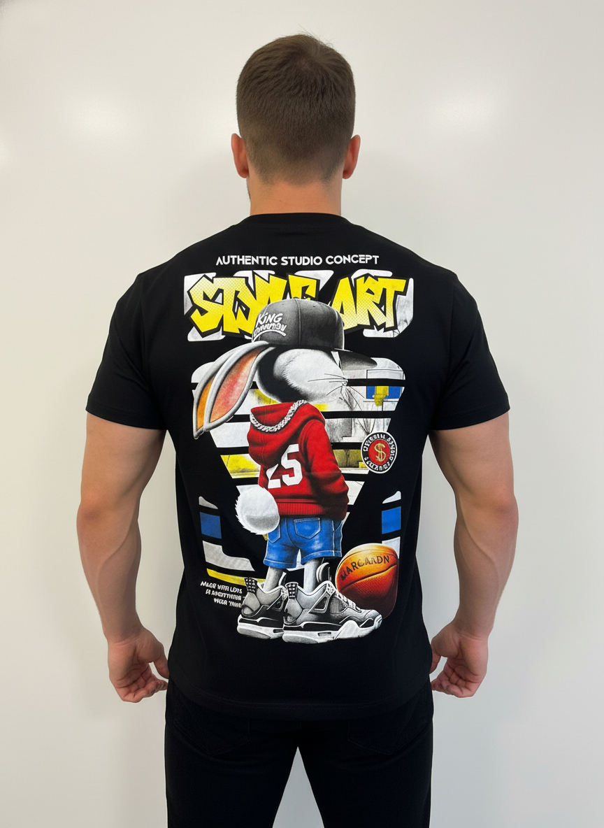 Urban Bunny Street Art T-Shirt – Premium Graphic Edition 5111