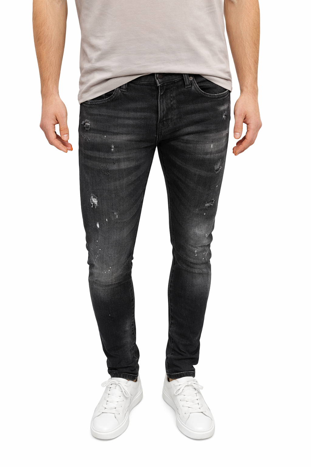 ICON Skinny Jeans – Black Washed Destroyed Fit 189
