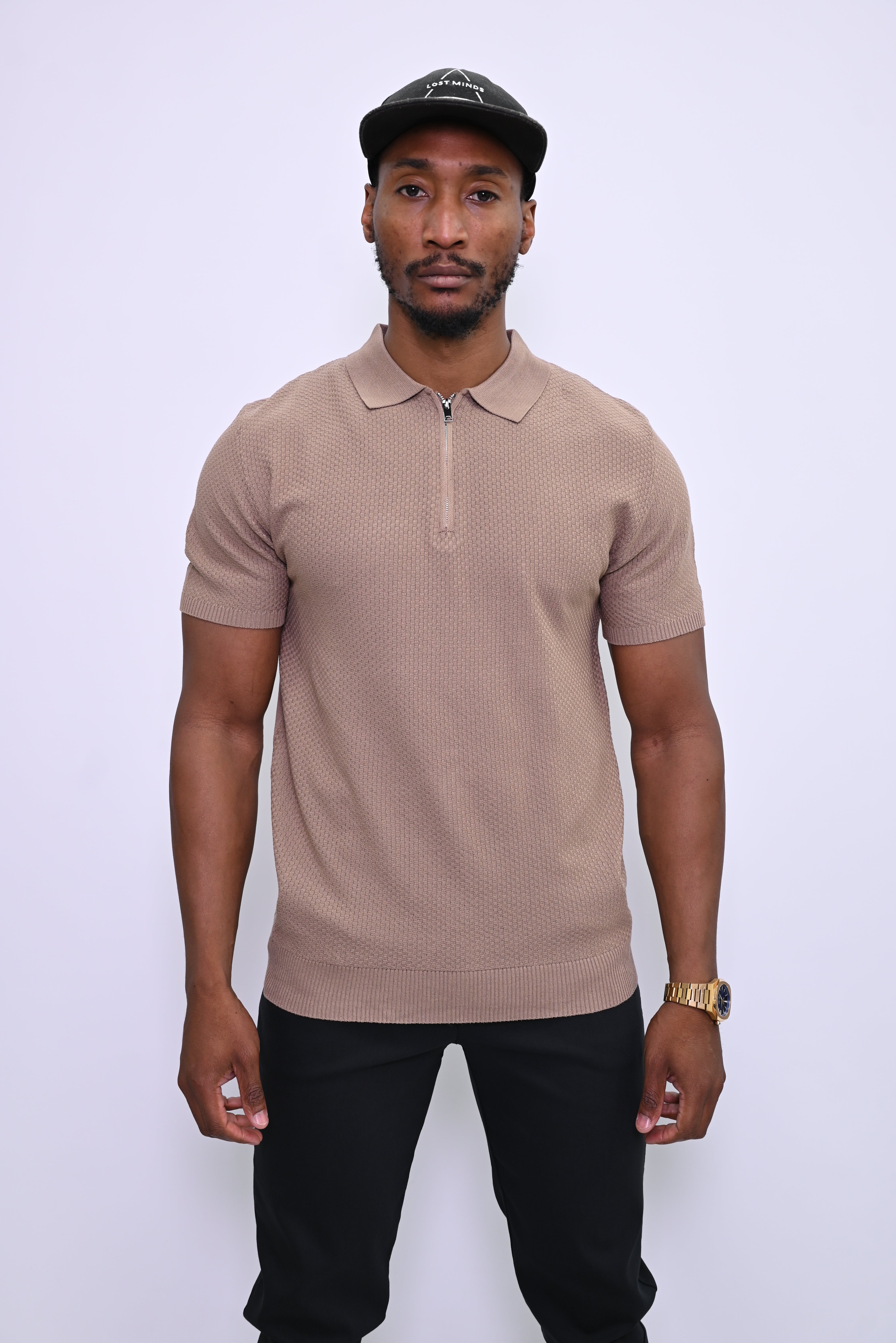 Essential Textured Zip Polo