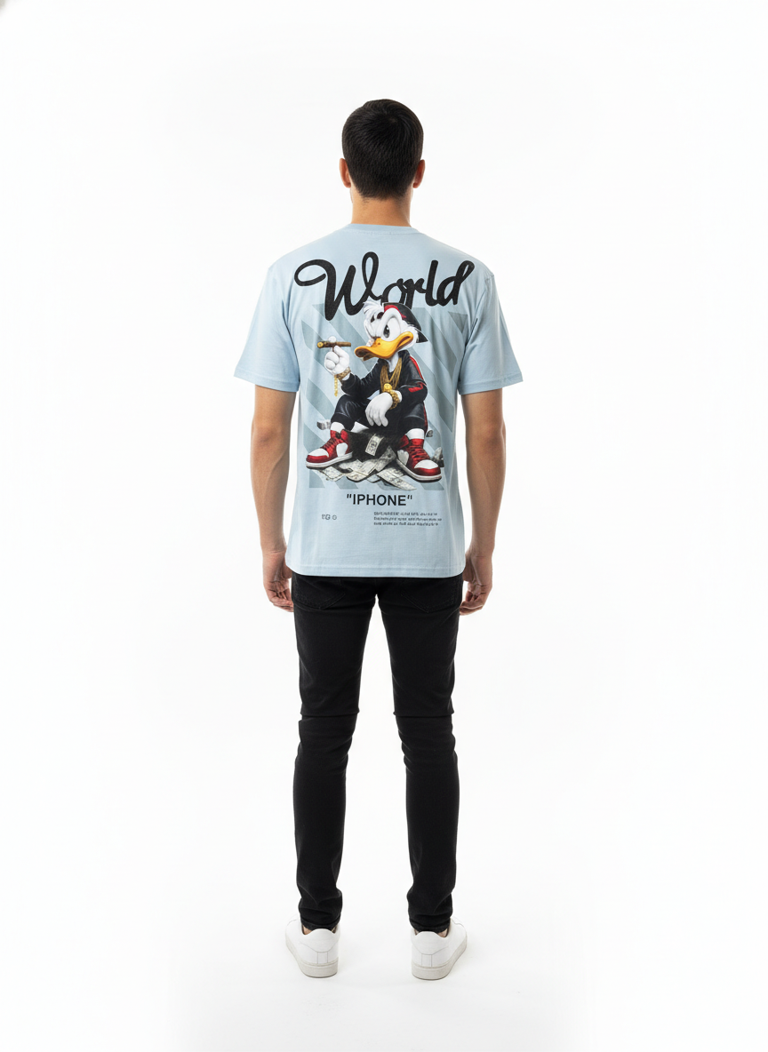 World Street Duck Graphic Tee – Ice Blue FX-309
