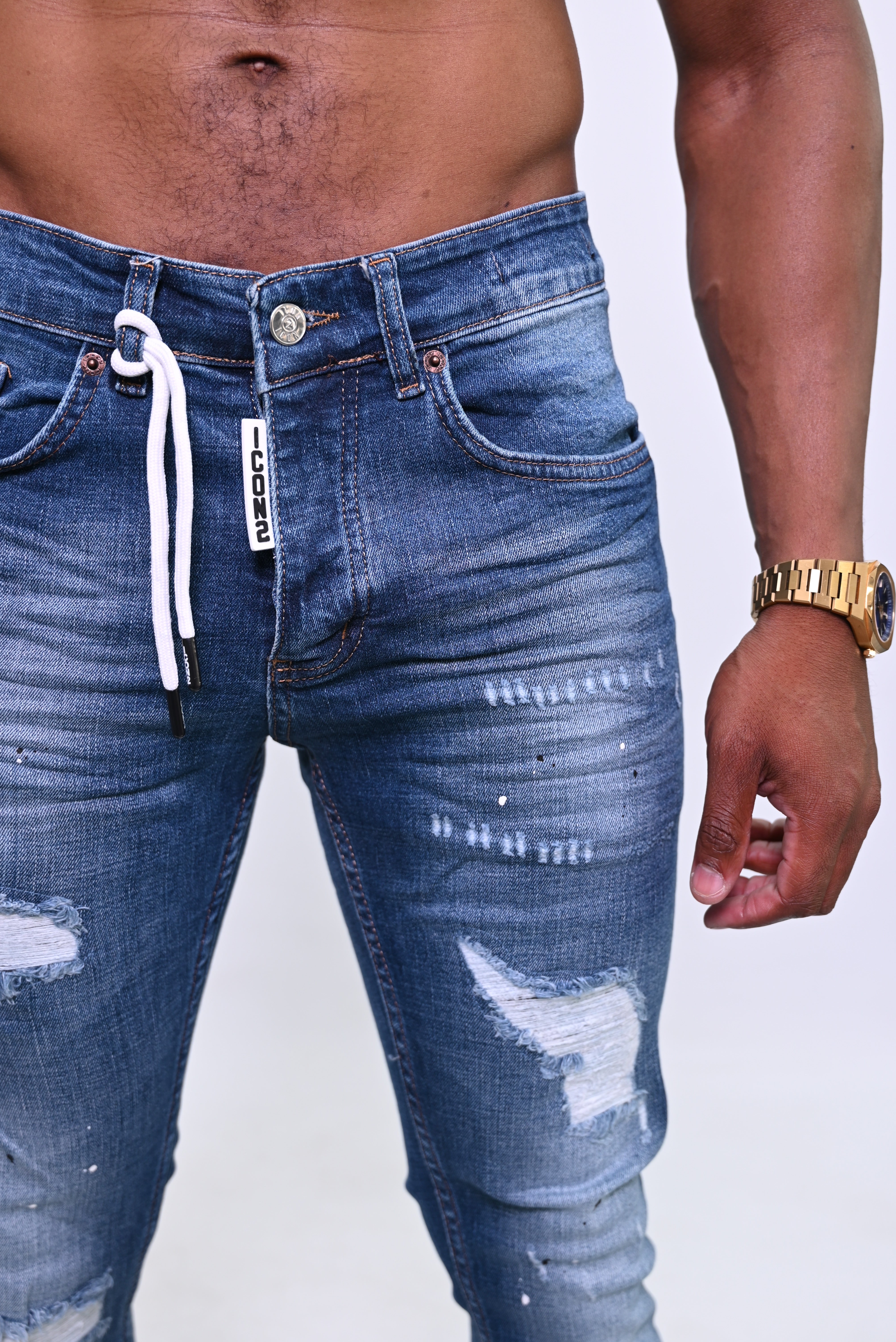 Urban Rebel Distressed Blue Skinny Jeans ICON 9313