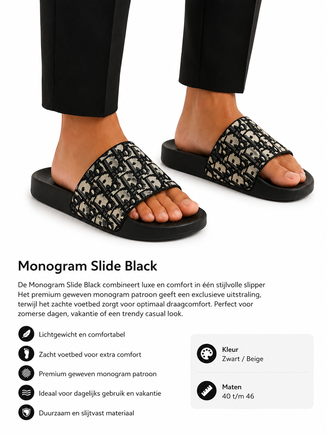 Monogram Slide Black HE1726-2