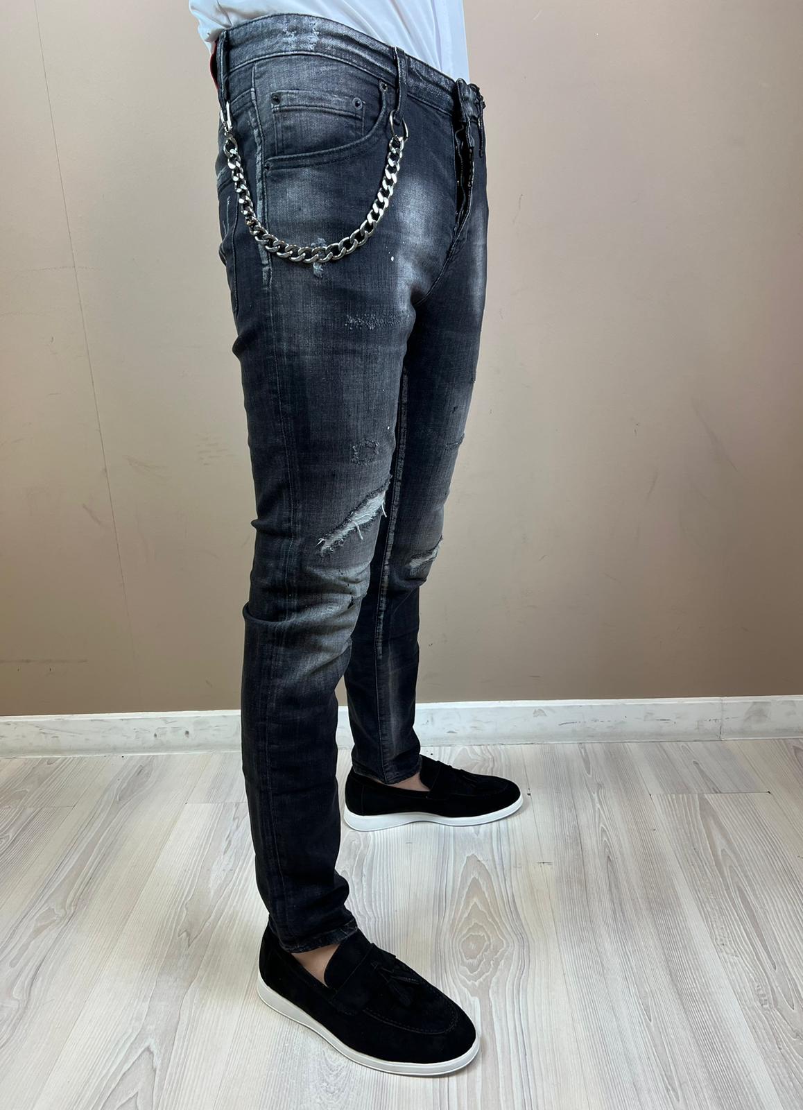 Heren jeans met scheuren zwart iCON2 693