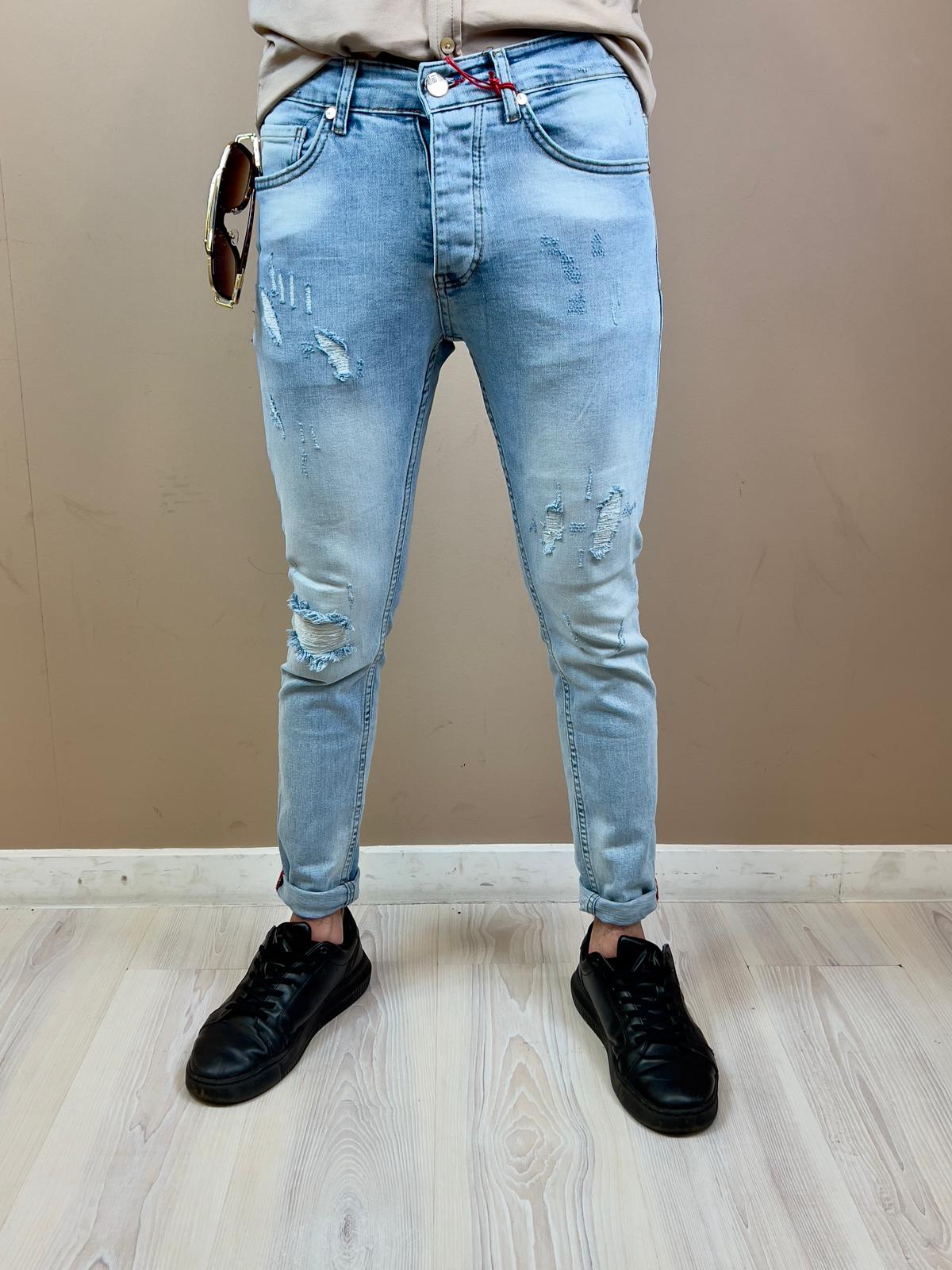 Heren jeans met scheuren 17925-34