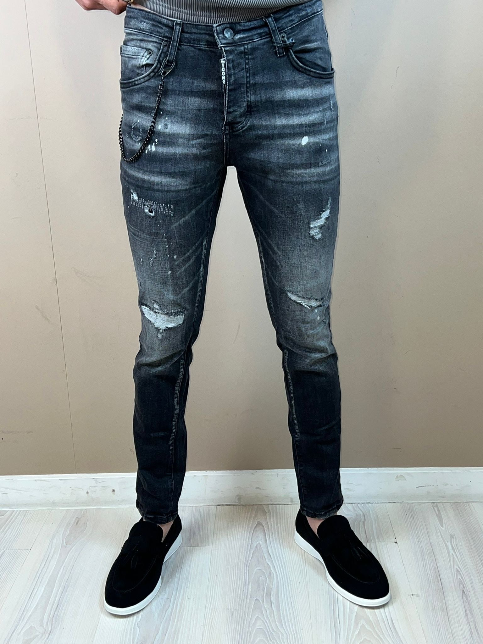 Heren jeans ICON grijs/zwart 686