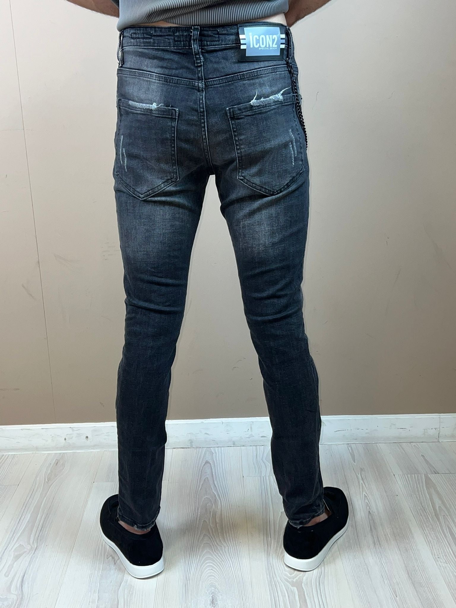 Heren jeans ICON grijs/zwart 686